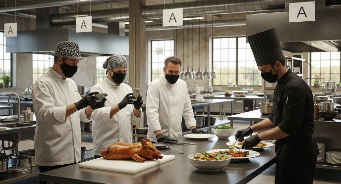 Luis Kadour Ponce demostrando técnicas culinarias en masterclass gastronómica